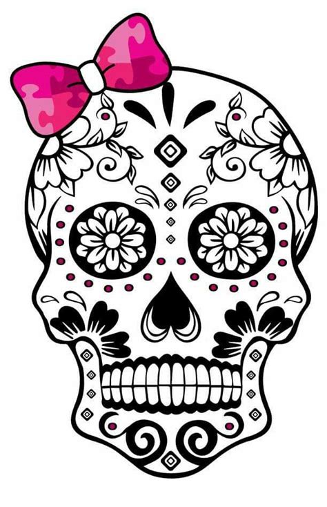 Pretty In Pink Skull Coloring Pages Sugar Skull Drawing