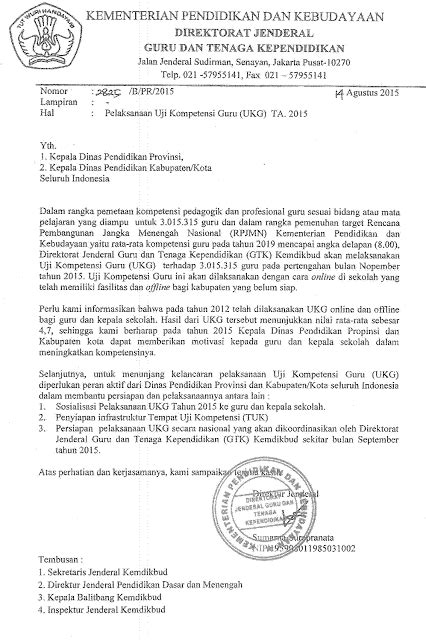 jadwal ukg   surat edaran  ditjen gtk kabar