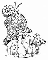 Mushroom Trippy Snail Duncanson sketch template