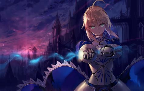 Armor Blonde Hair Building Clouds Fate Series Fate Stay