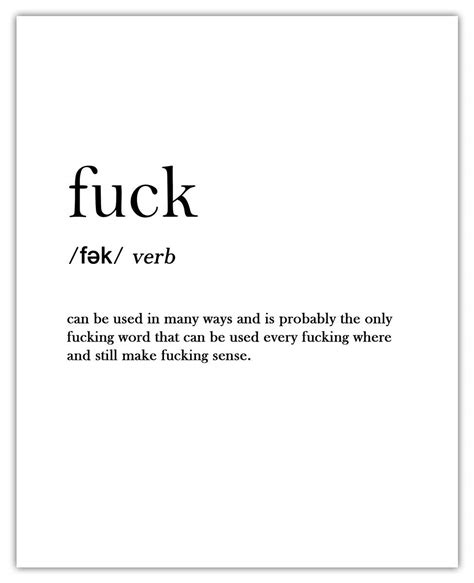 fuck definition funny typography wall art print 8x10