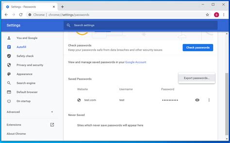 import  backup saved passwords  google chrome