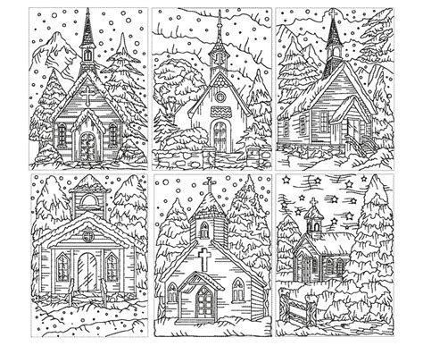 church   snow architecture adult coloring pages