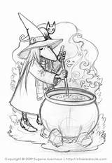 Cauldron Witch Drawing Sketch Coloring Template Illustrations Paintingvalley sketch template