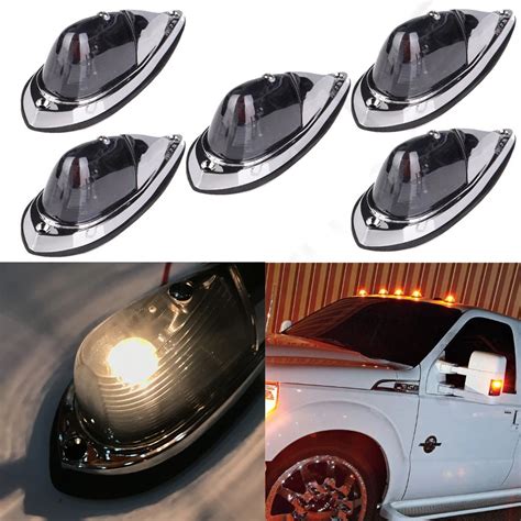 pc teardrop smoked white cab roof running clearance marker light  car truck utility  car