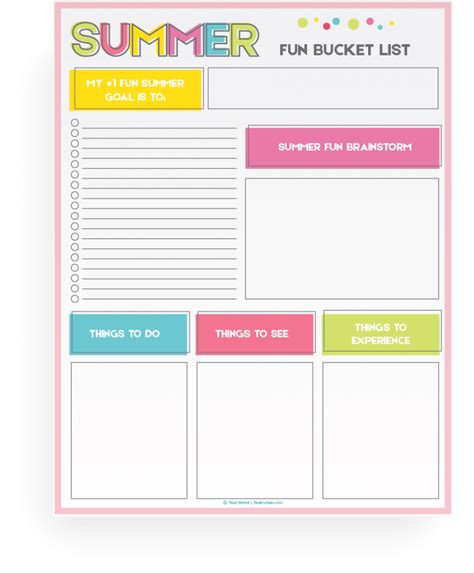 summer bucket list printable template  organize  summer fun