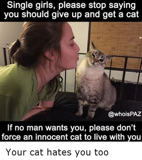single girls please stop saying you should give up and get a cat paz if no man wants you please