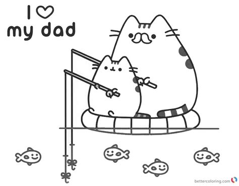 pusheen coloring pages  love  dad  printable coloring pages