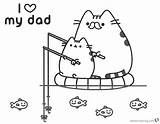Pusheen Coloring Pages Dad Cat Printable Fishing Kids Baby Print Color Birthday Kawaii Unicorn Friends Ice Cream Bettercoloring sketch template