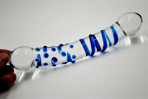 large double ended heads pyrex glass crystal dildo penis cock anal lesbian adult sex toys for