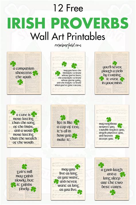 printable irish proverbs wall art rose clearfield