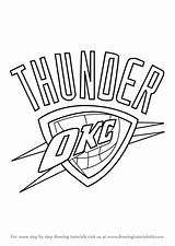 Thunder Logo Oklahoma City Draw Drawing Nba Step Sports sketch template