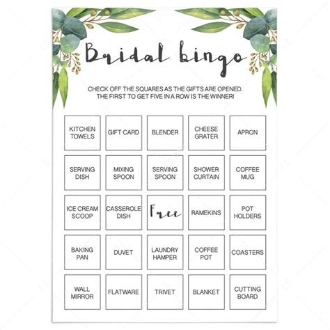 bridal shower bingo printables web  bridal bingo printable