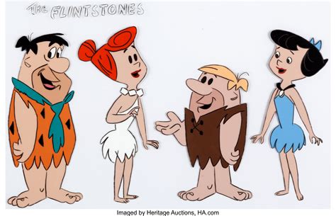 the flintstones fred wilma barney and betty color model cel lot