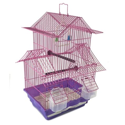 edmbg pink   medium parakeet wire bird cage     birds perfect bird travel cage