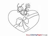 Bee Valentine Colouring Present Coloring Pages Sheet Title Valentines sketch template