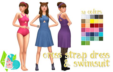 cross strap dress swimsuit sims sims  maxis match swimsuit dress