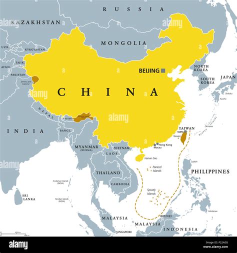 volksrepublik china vr china grau politische karte bereich von china