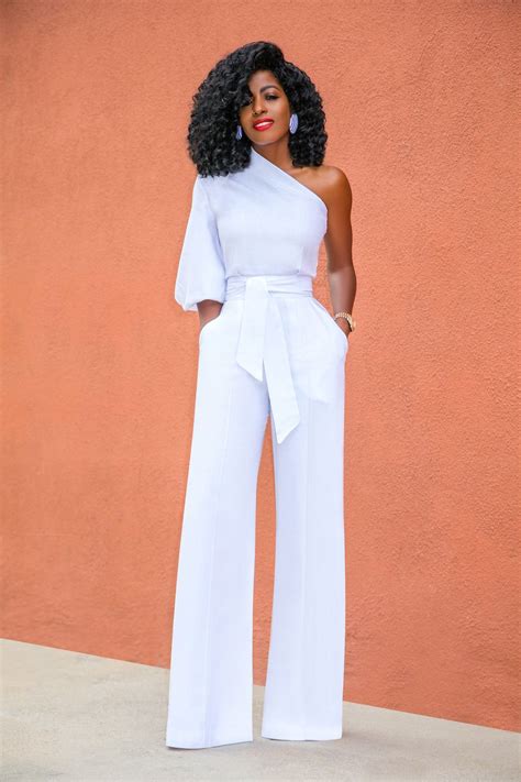 style pantry one shoulder white jumpsuit jumpsuit outfit wedding