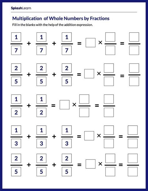 grade  math worksheets multiplying fractions   numbers