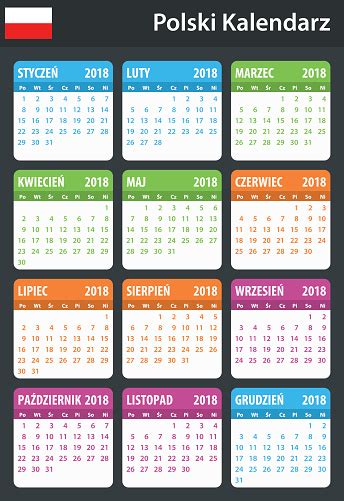 vetores de calendario polones   modelo de agendador agenda ou diario semana comeca na
