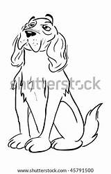 Sitting Dog Cartoon Vector Spaniel Outline Illustration Down Shutterstock Template sketch template