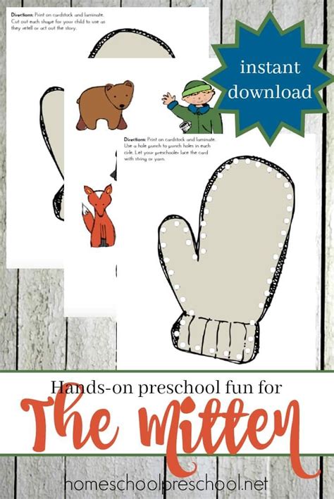 mitten story printable  hands  activity  preschool