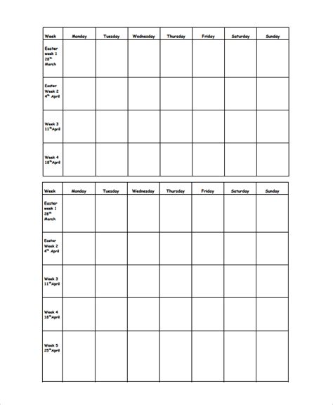 sample revision timetable templates   ms word