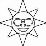 Sun Coloring Happy Pages Smiling Template Glasses Star Cartoon Templates sketch template