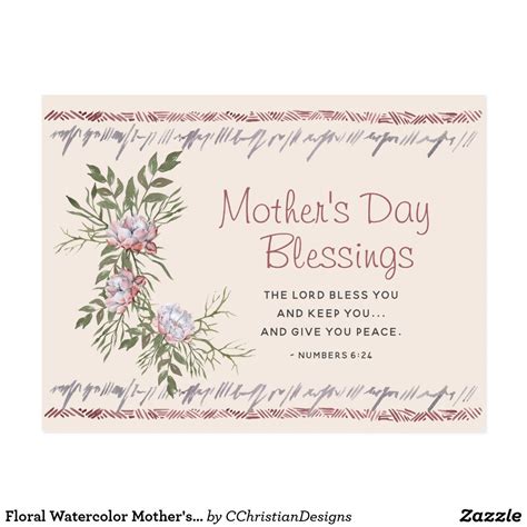 floral watercolor mothers day blessings scripture postcard zazzle