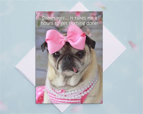 Funny Birthday Card For Her Pug Card Birthday Card 5x7