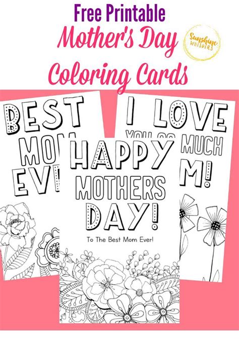 printable mothers day coloring cards mothers day cards