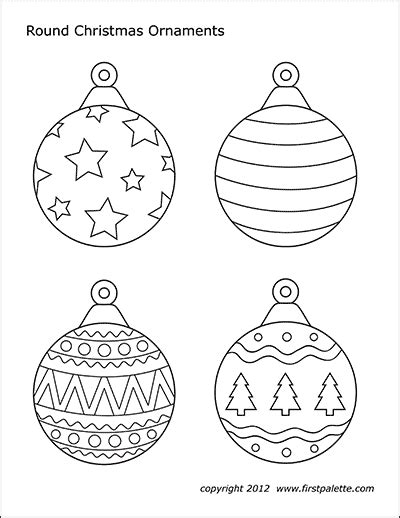 christmas tree ornaments  printable templates coloring pages