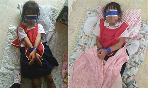 girls are bound and blindfolded by teachers at thai school daily mail