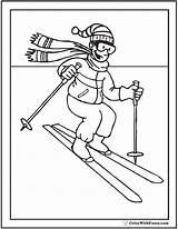 Coloring Sports Winter Skiing Sheets Pdf Printable Print sketch template