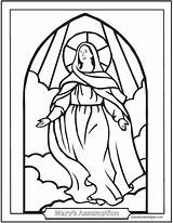 Coloring Mary Assumption Pages Glass Stained Catholic Virgin Rosary Mother Window Drawing Religious Printable Sheet Blessed Mysteries Print Color Church sketch template