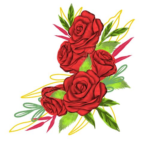 bingkai bunga mawar merah  dekorasi pernikahan png dekorasi