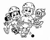 Hockey Coloring Kids Playing Pages Printable Colouring Description sketch template