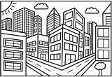 Colorir Imprimir Moderna Perspective Ciudades Edificios Bandar Mewarna Cityscape Urbanos Rompecabezas sketch template