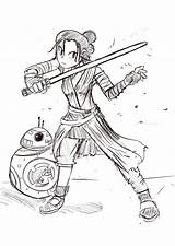 Rey Lightsaber Jedi sketch template