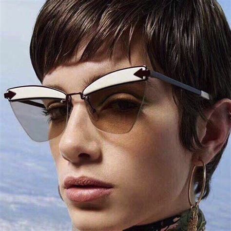 rimless square arrow sunglasses for women and men alloy