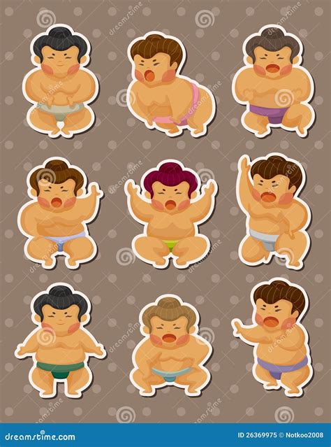 sumo player stickers stock vector illustration  japanese