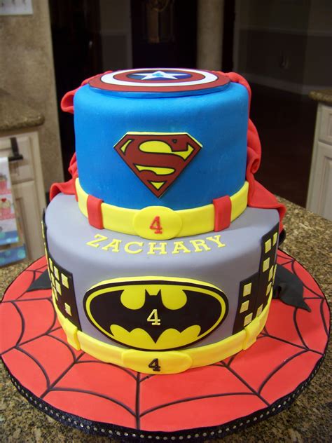 Superhero Cake Spiderman Batman Superman And Captain