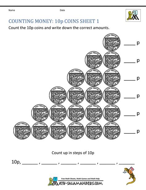 counting money worksheets uk coins