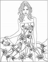 Coloring Pages Fashion Dress Dresses Girls Printable Colouring Adults Books Model Sheets Floral Drawing Little Clothes Girl Clothing Cool Adult sketch template