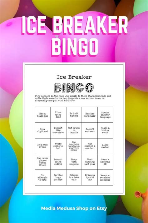 ice breaker game human bingo cards     party etsy