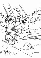 Baby Coloring Taz Looney Tunes Playing Slide Popular Color sketch template