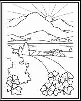 Coloring Scenery Pages Mountain Printable Nature Pdf Sheets sketch template