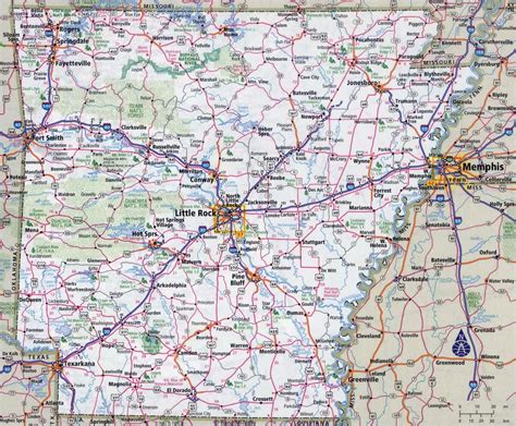 large detailed roads  highways map  arkansas state   cities