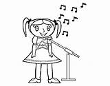 Cantando Cantar Colorir Canta Bambina Caricatura Imprimir sketch template